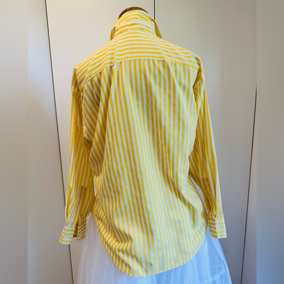 80s yellow striped button-up shirt is a vibrant nostalgic piece of fashion small - Picture 7 of 8